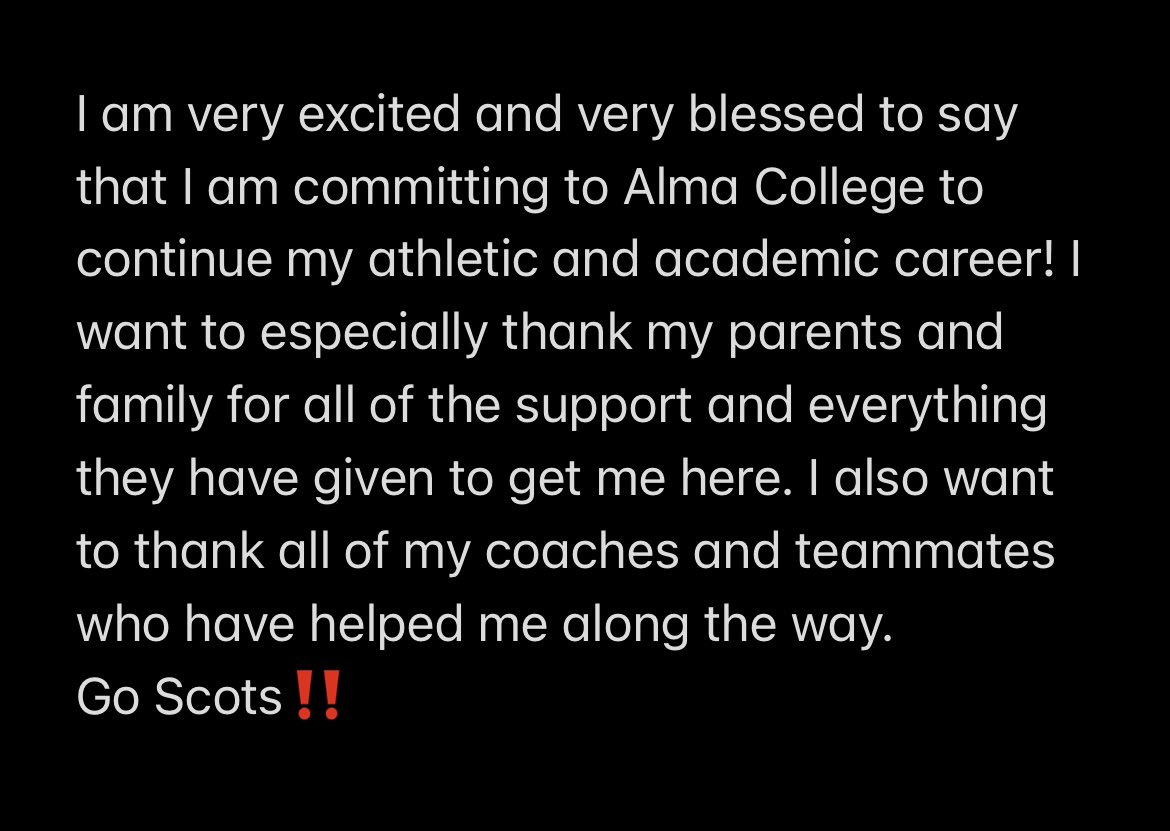 COMMITTED‼️ <a href="/AlmaScotsFB/">Alma College Football</a> <a href="/AlmaCoachCole/">Scotty Cole</a> <a href="/CoachCouchAlma/">Jason Couch</a> <a href="/CoachLGrove/">Landon Grove</a>