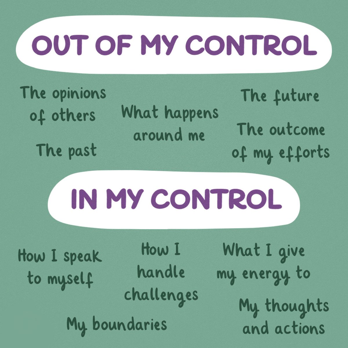 A good reminder as we start a new week! Not everything is under our control. Remember this as we go through the week, and I guarantee the week will feel a little less stressful than usual. Have a great week with your students! #edchat
