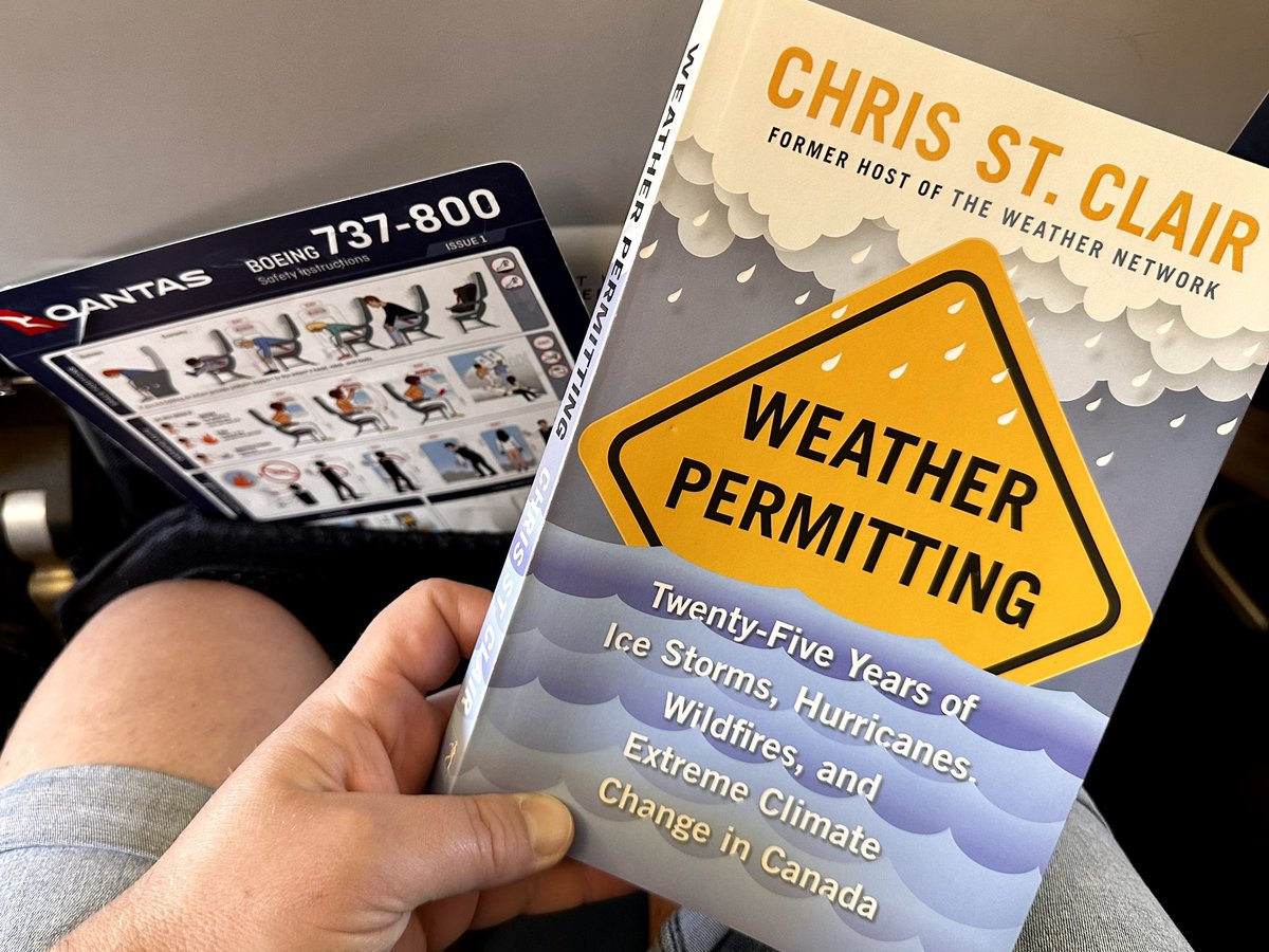 The perfect #book to read while on a #flight!
Have you read #WeatherPermitting by one of Canada’s best weather storytellers, @cstclair1?
If not, I think you should, it’s been great so far & brings back memories of #Canada’s newsworthy Wx events
#ShareYourWeather #WeatherNerdAlert