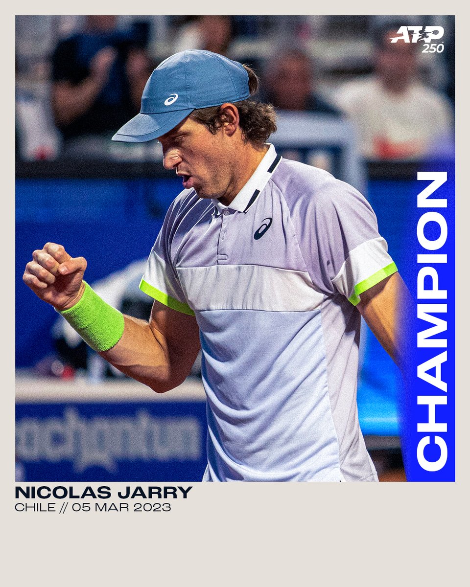 atptour's tweet photo. 🇨🇱 HOME TITLE 🇨🇱

@NicoJarry fights back to defeat Tomas Etcheverry 6-7 7-6 6-2 and clinch the @chile_open title 🏆

#ChileOpen https://t.co/ZtME2ePdLv