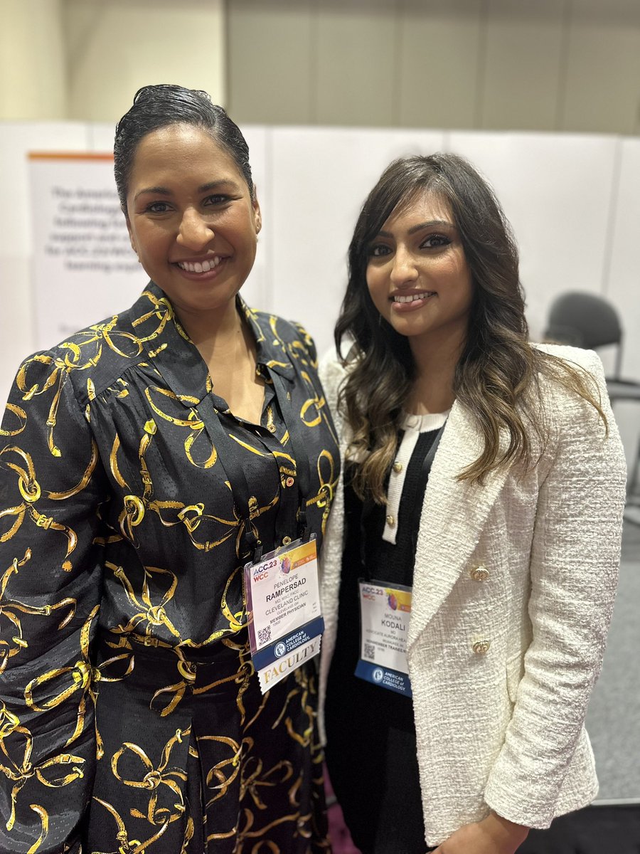 It was so nice to see my Cleveland Clinic attending, Dr. @PennyRampersad after so long! Great talk on mechanical circulatory assist devices for late nights in the CICU! #ACC23 #clevelandcliniccardiology #womenincardiology #advocateaurora #neworleans