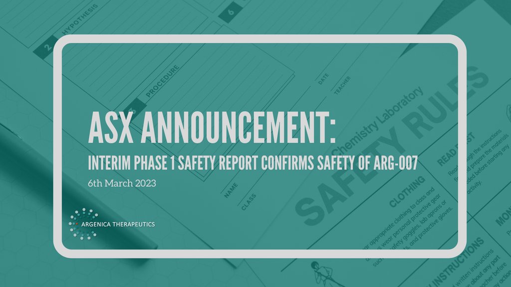 ArgenicaT's tweet image. This morning, we are pleased to announce the release of the safety data for our Phase 1 clinical trial of ARG-007 in
healthy human volunteers.

Find the full announcement here: bit.ly/36MeCzr

#AGN #ARG007 #safetydata #stroke #strokeresearch