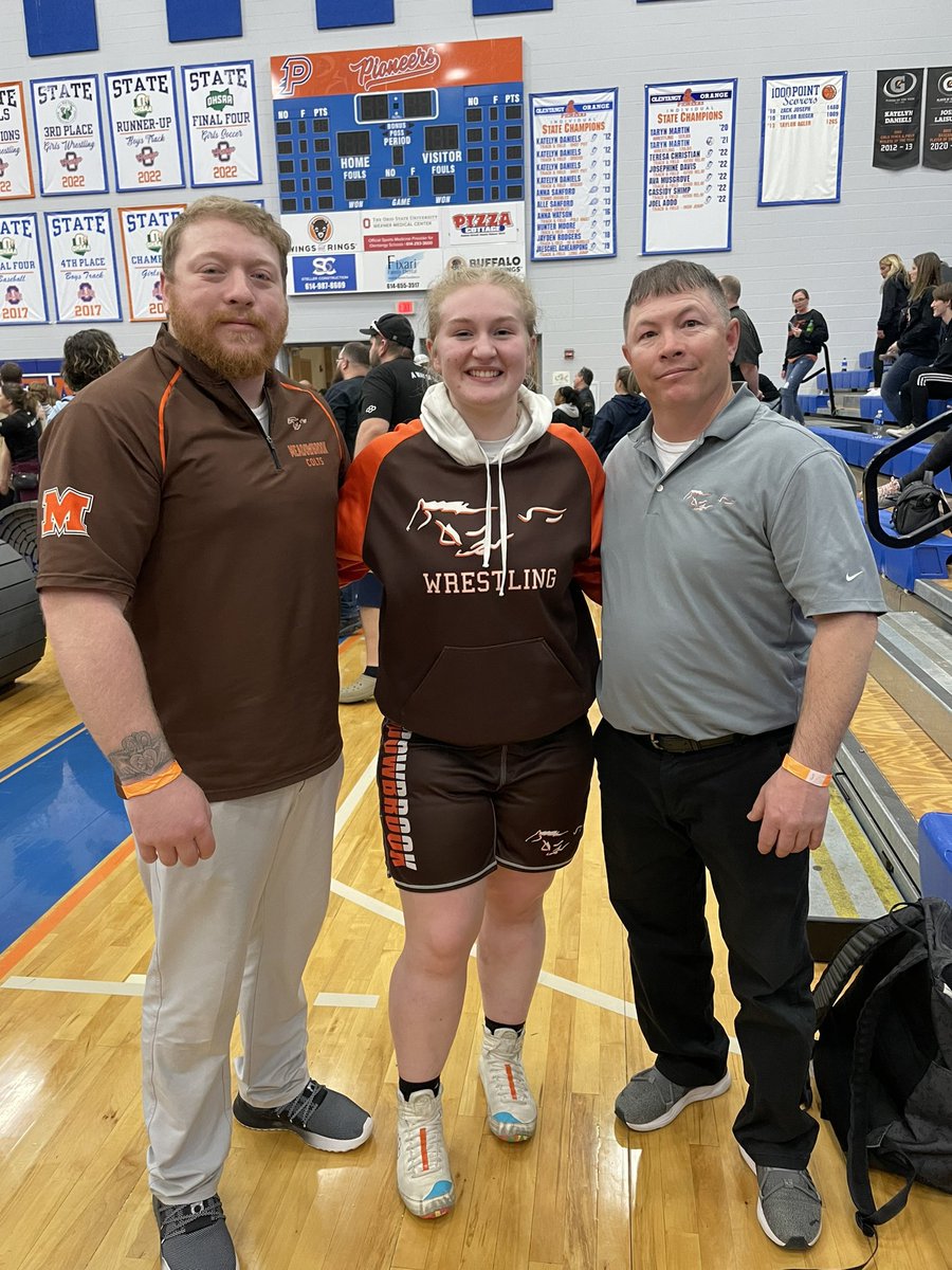 colt_wrestling's tweet photo. Katelynn has punched her ticket to  the OHSAA STATE Girls Wrestling Tournament!! Katelynn earned 4th place in her weight class. She is the 1ST girl at Meadowbrook HS history to qualify for state! @Colt_Athletics #GoColts https://t.co/0SJxxCkmVP