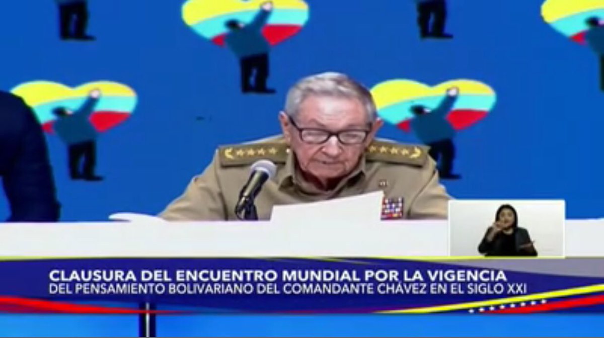 Raúl:"Hemos sido testigos del liderazgo también de Maduro para continuar la obra de Chávez y su capacidad de resistir y de vencer. En esa batalla, Cuba estuvo y estará al lado de su pueblo, Nicolás, al lado tuyo y de la unión cívico-militar del pueblo bolivariano y chavista.