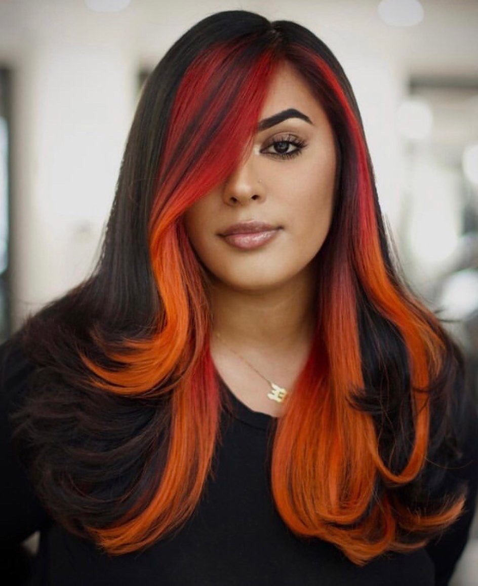 What do you think of this fiery face-frame?🔥 Painted with #Pravana colour.
