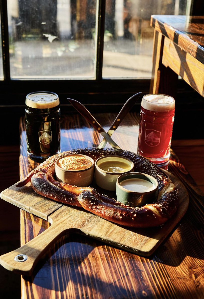 Regardless of the question, pretzels and beer are always the answer.  #pretzel #beer #seattlefoodie #sundayfunday #rheinhaus #carbsfixeverything