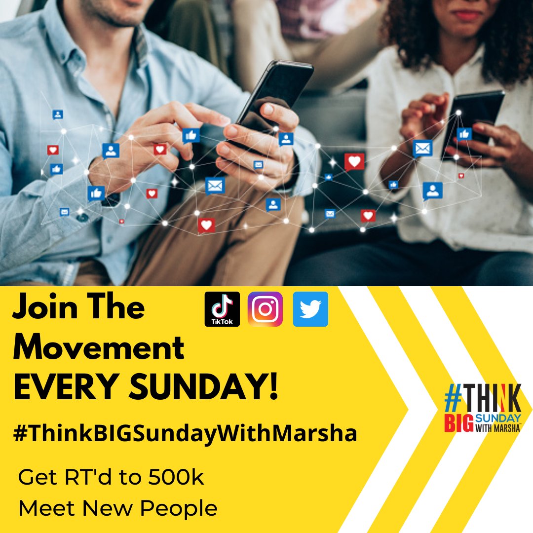 🔔 When you join the #ThinkBIGSundayWithMarsha community you can impact lives while making new friends!

🤝 Every Sunday is an opportunity to be a part of it  
#crowdfunding