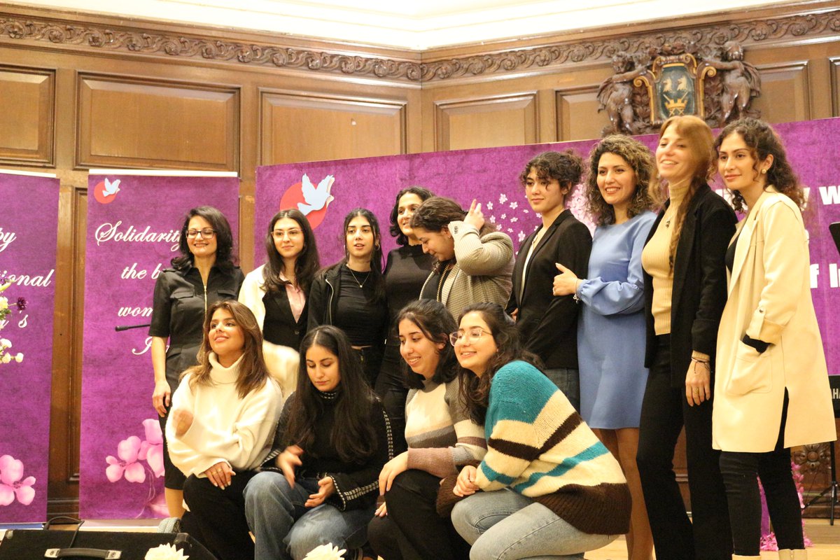 ILAUK2022's tweet photo. Women's Day ceremony, young Iranian girls from all over Europe gathered and spoke in support of Iranian girls https://t.co/J3wZhUDayC