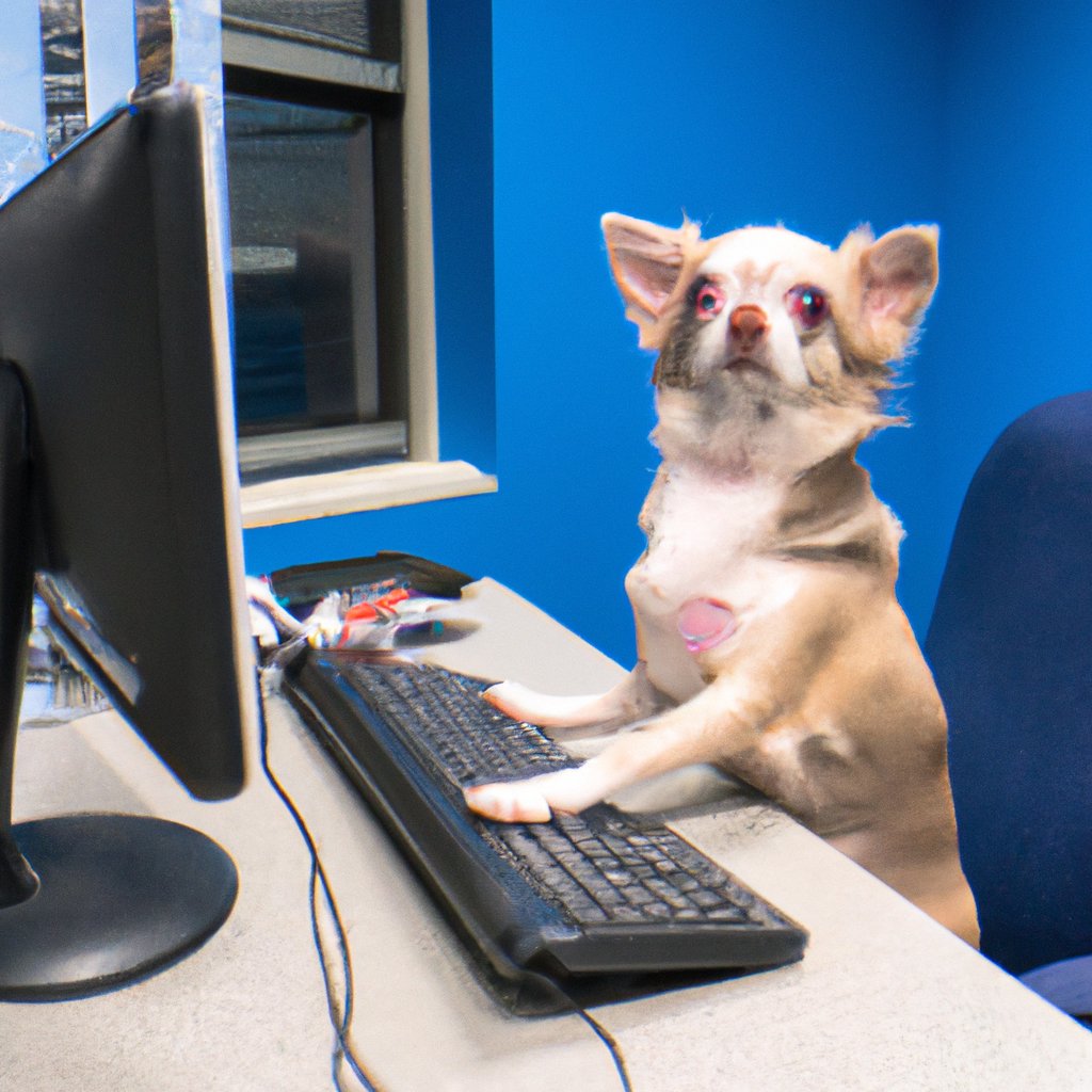 TechieDogs's tweet photo. Chihuahua dog progamming at Clinic with a Desktop computer (Windows, macOS, or Linux). #TechieDogs https://t.co/WzFux4BOvE
