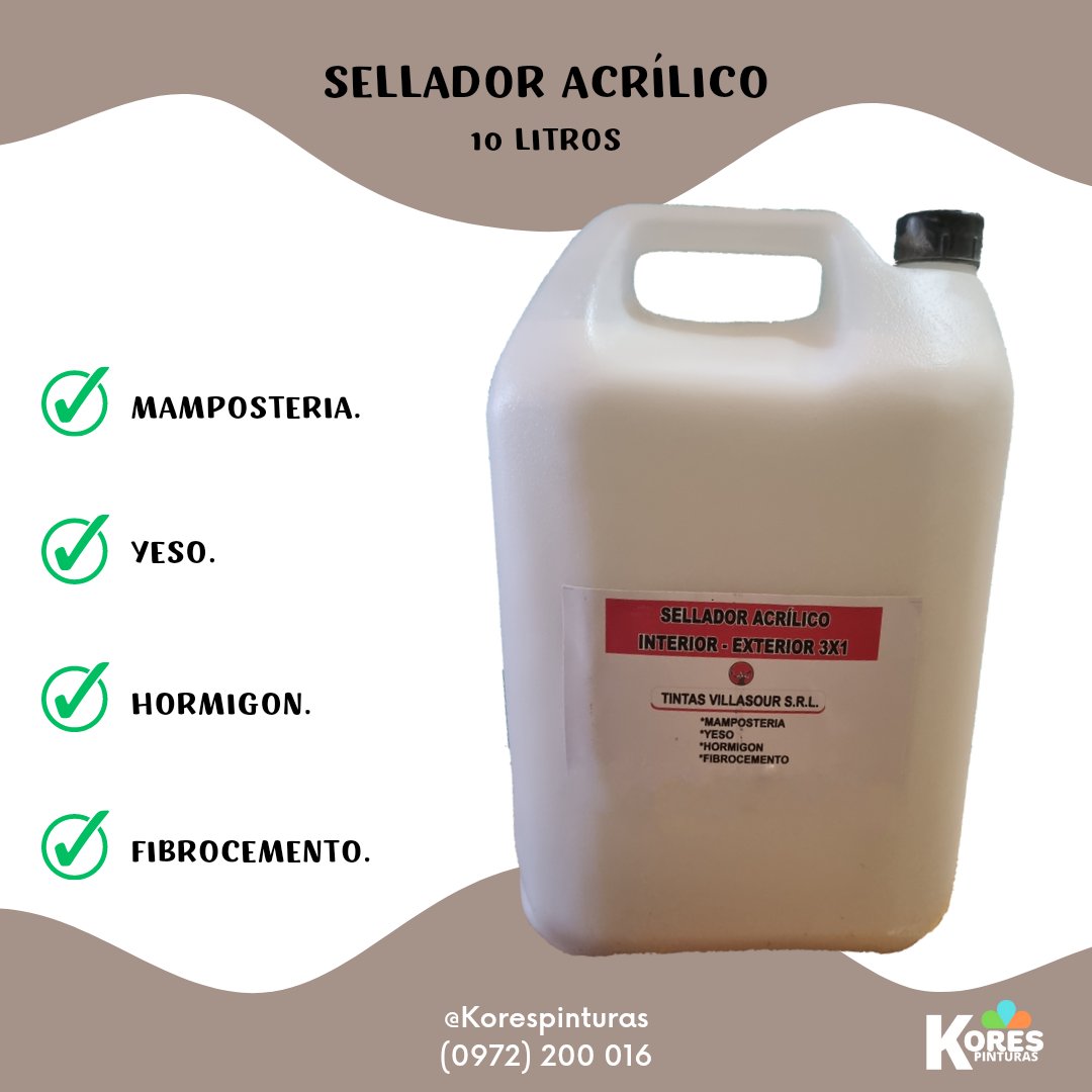 korespinturas's tweet photo. Sellador acrílico.
-Disponible:
✅️18 litros
✅️10 litros
✅️5 litros
Contáctos (0972) 200 016
#korespinturas #pintureriapy #Paraguay #pinturaspy https://t.co/b2BntaSFYq