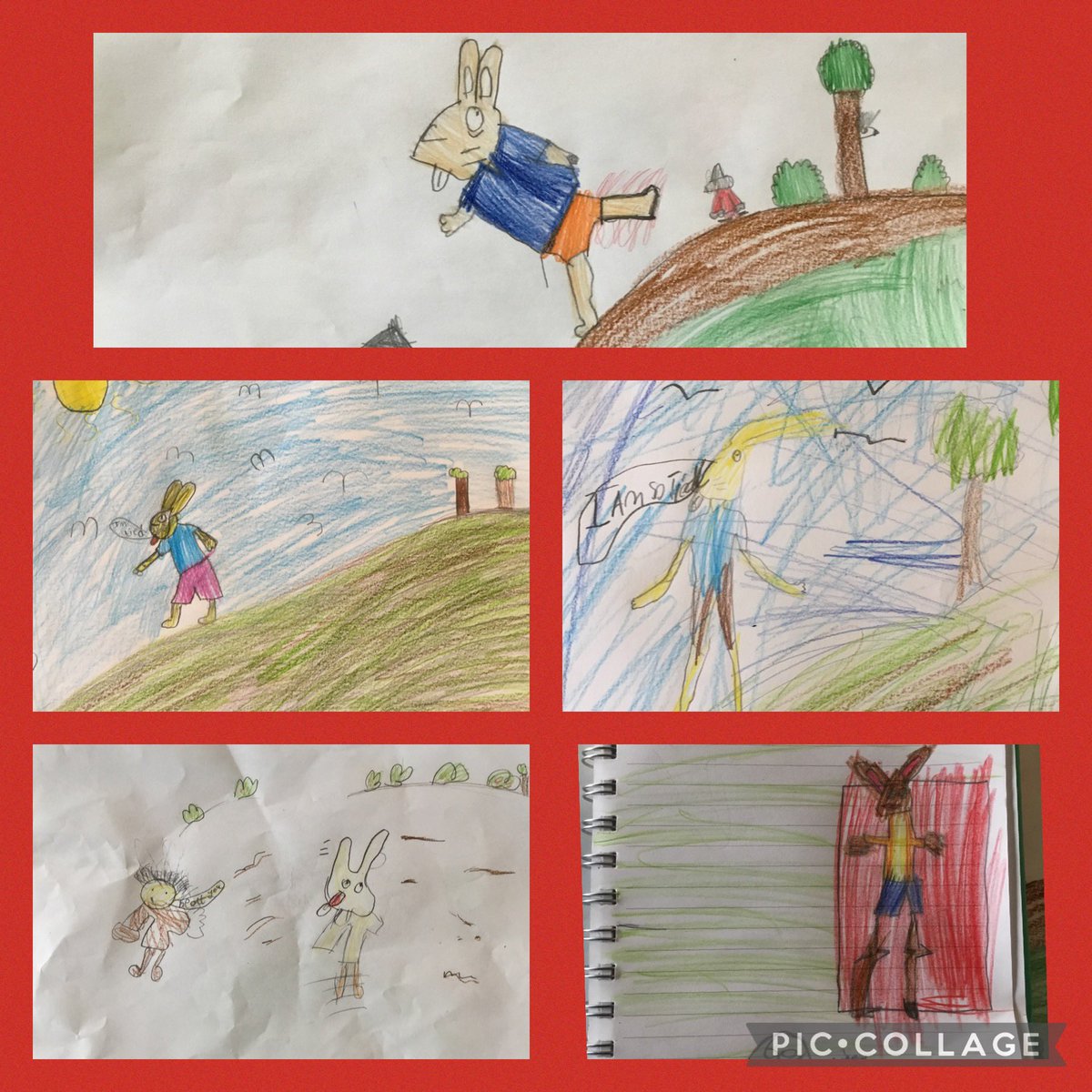 2C_stjohns's tweet photo. During world book week 2C had the pleasure of listening to Julia Donaldson and Axel Sheffler reading some of their stories to us 📖. Axel also taught us how to draw one of the characters from his story. We hope you like our drawings 😊🐇 https://t.co/ehqGW4119u