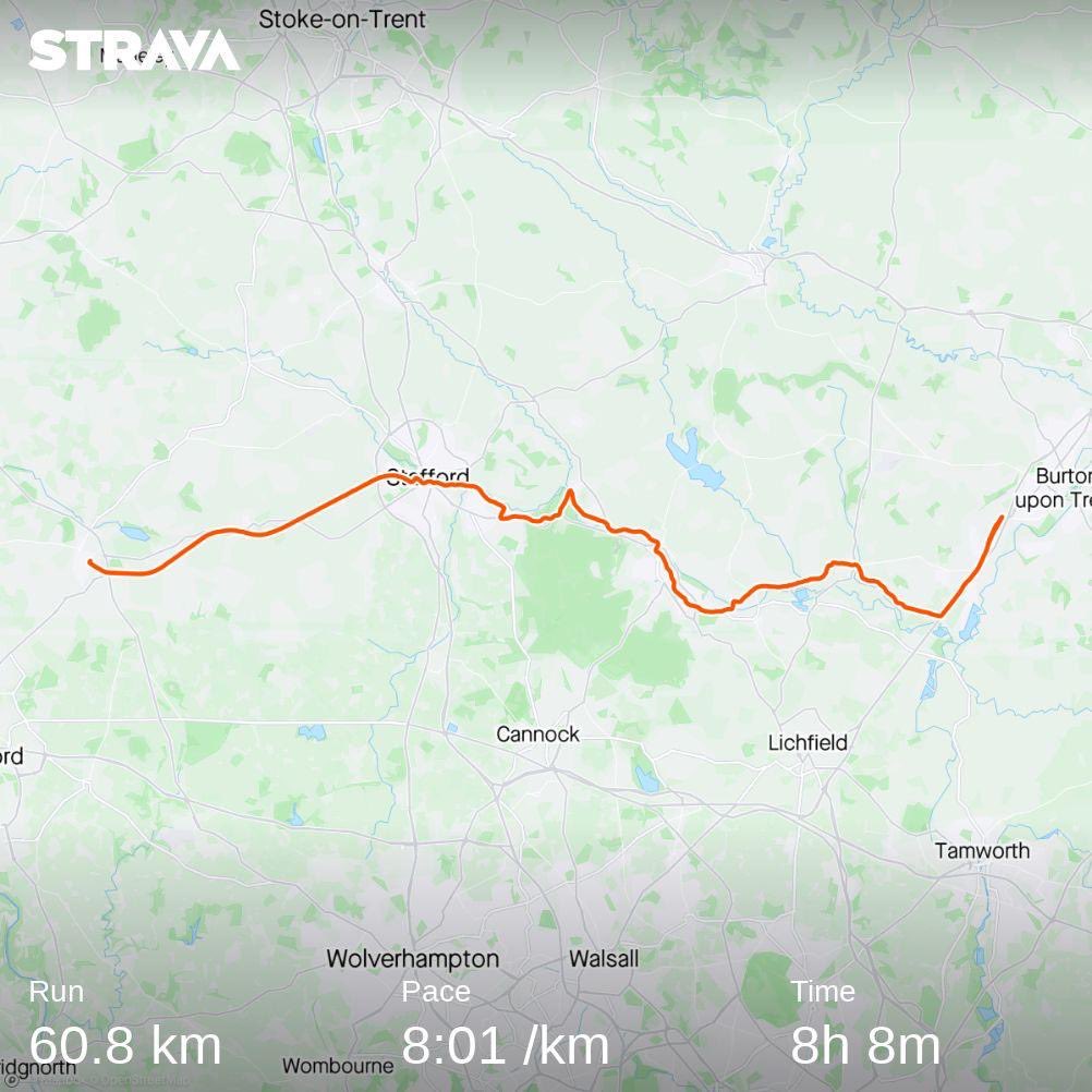 robmayor's tweet photo. Millennium Way Ultra Marathon. 65km/41miles (gps gave up near the end.) 10km seemed a very long way 18 months ago. You’ve got more in the tank than you think! #Ultramarathon #Milleniumway #Running https://t.co/WQfuj0nV2r