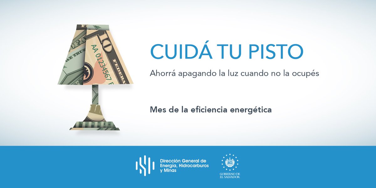 DGEHMSV's tweet photo. ¡Hoy celebramos el Día Mundial de la Eficiencia Energética! 💡♻️

Apagando las luces que no utilizas ahorras en tu factura; por eso, cuando salgas de casa verifica que todas se encuentren apagadas. 

¡Cuidá tu pisto y únete al cambio! 🌎 https://t.co/sW8BwIMvwk