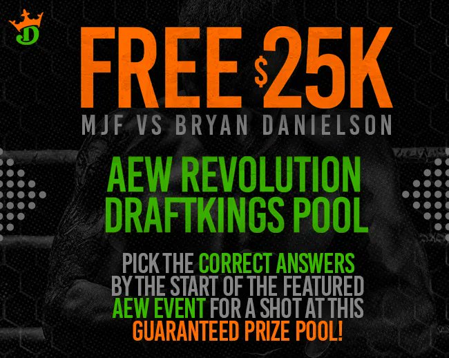 oddscheckerUS's tweet photo. AEW Revolution is TONIGHT ‼️
Enter this free to play DraftKings pool for a chance to win! 🤑
ENTER NOW ⤵️
https://t.co/ts8STpieky
#AEWRevolution #AEW#WrestlingTwitter #GamblingTwitter | #OCPromo👊 https://t.co/IHhkTGsuFO