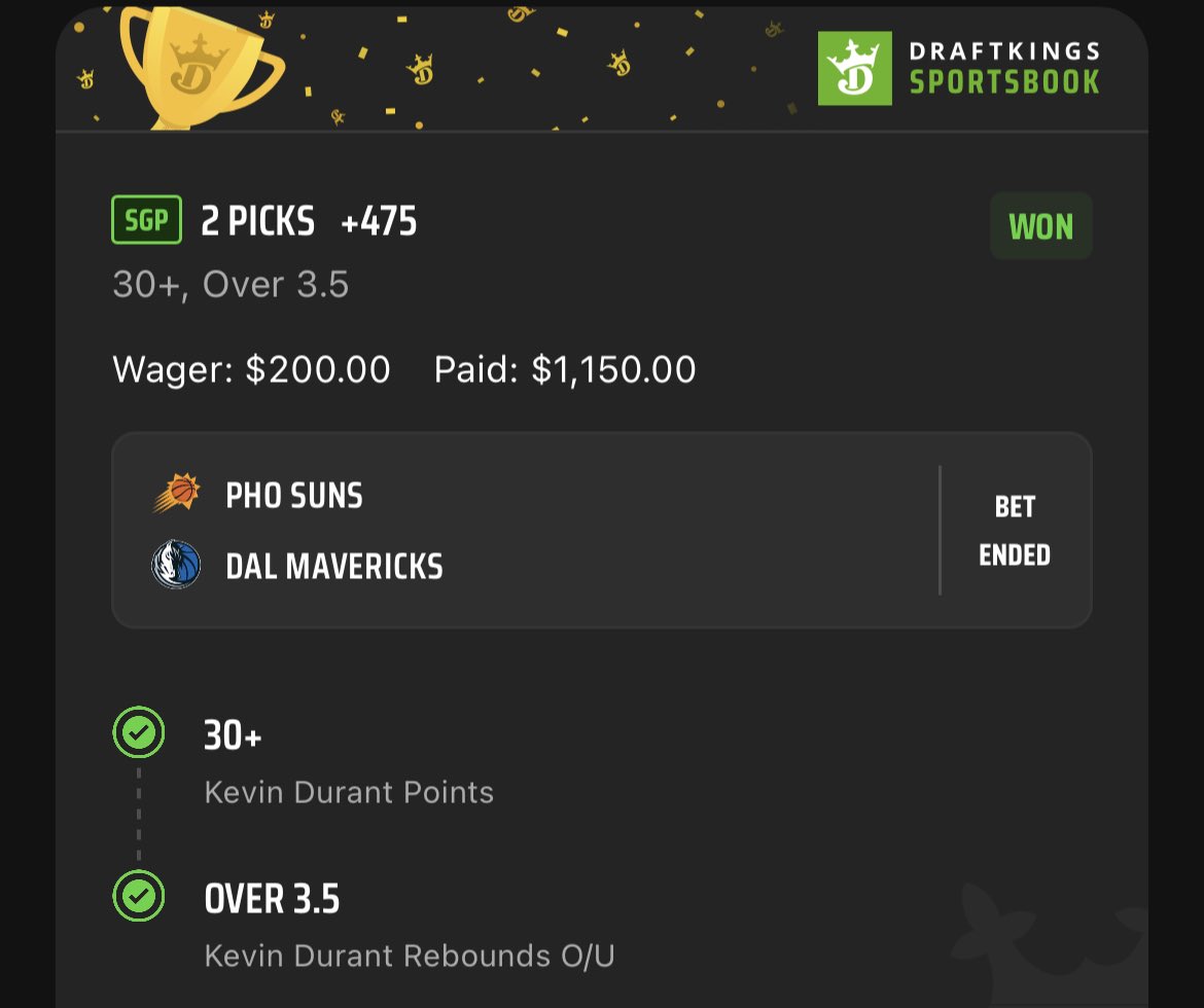 DevinsBookie's tweet photo. KD &amp; Kyrie💰

+475✅
+1100✅
+1600✅

Like, RT &amp; tag a friend to be entered for a $500 giveaway to celebrate the wins together⤵️ #GamblingTwitter https://t.co/evAeCjLdrL