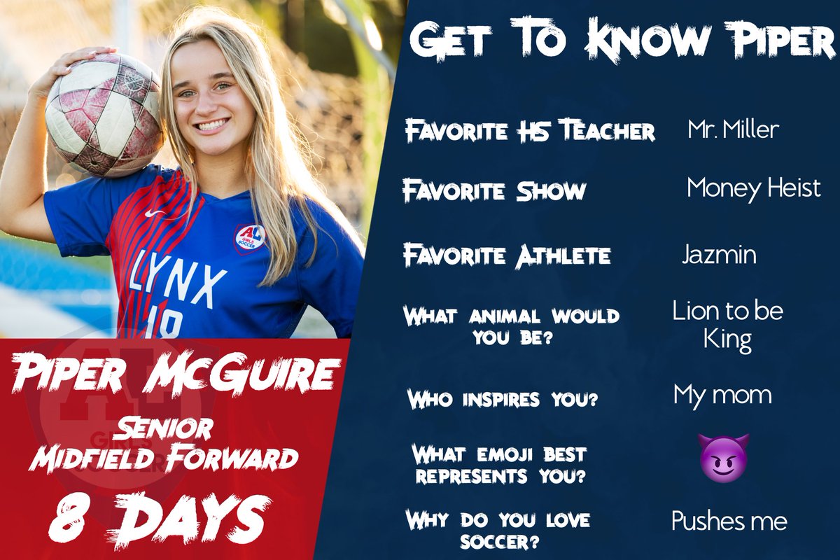 Lynx Player Countdown!
Senior Piper McGuire!
#WPTSRC #BTH🔥