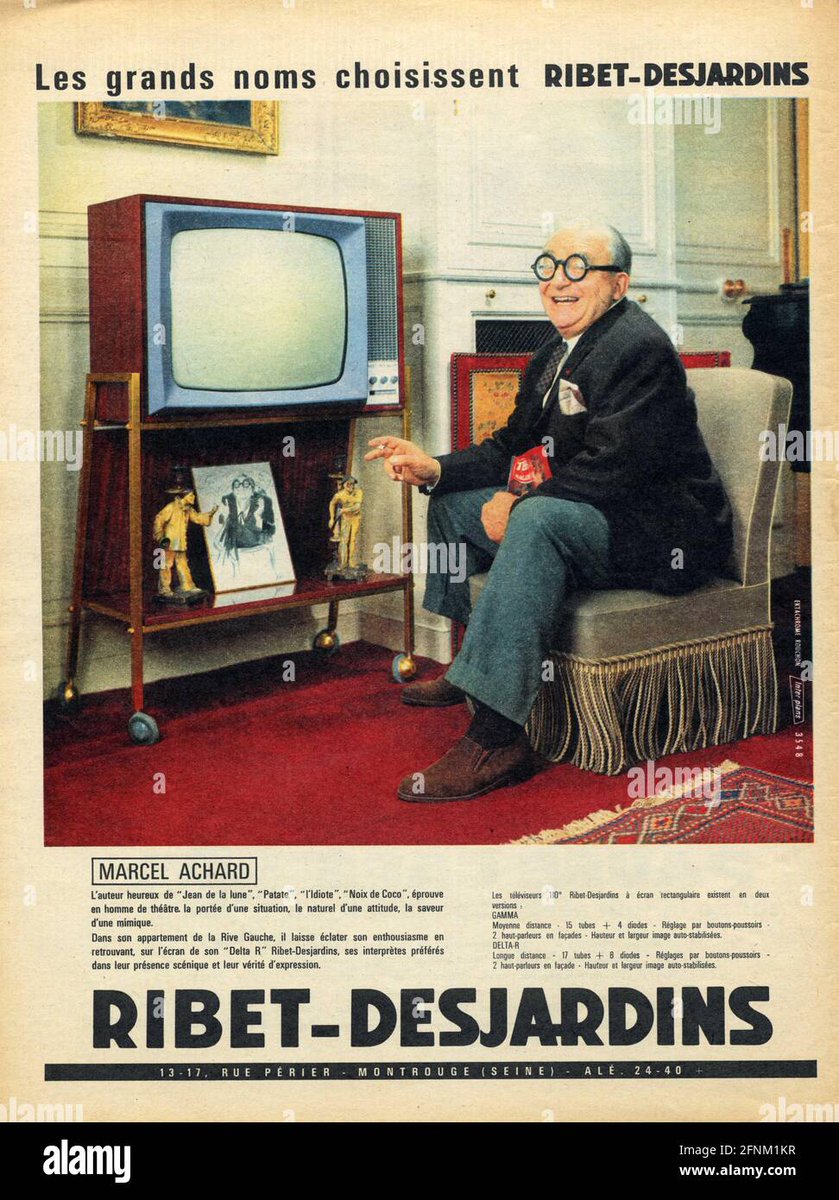 grardcohen's tweet photo. "Les hommes de talents utilisent les téléviseurs Ribet-Desjardins !" 1960
#Cocteau #Achard https://t.co/vLlzLWZ5hI