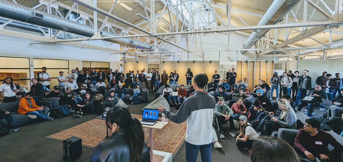 What an honor to host a crowd of 250 hackers + <a href="/nonmayorpete/">Pete</a> and <a href="/rachel_l_woods/">Rachel Woods</a> in our office today for the first ChatGPT Hack Sanday.  More pictures coming soon!
#ChatGPTEmergency
<a href="/CeloOrg/">Celo</a> <a href="/learndotxyz/">Learn.xyz</a>