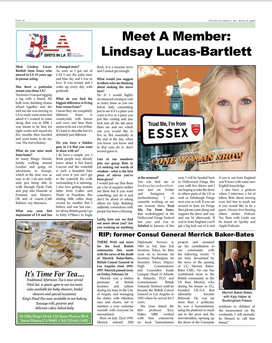 Britsinla's tweet photo. Catch up on all the latest news from @BritsinLA in the @BritishWeekly newspaper. Visit https://t.co/kscnNHajgS to read online. Got something to promote? 
We would love to have you be our  #MeetAMember
Email britsinla@gmail.com for details
 #BritishWeekly #BritsinLA https://t.co/ClFDuzx7CA
