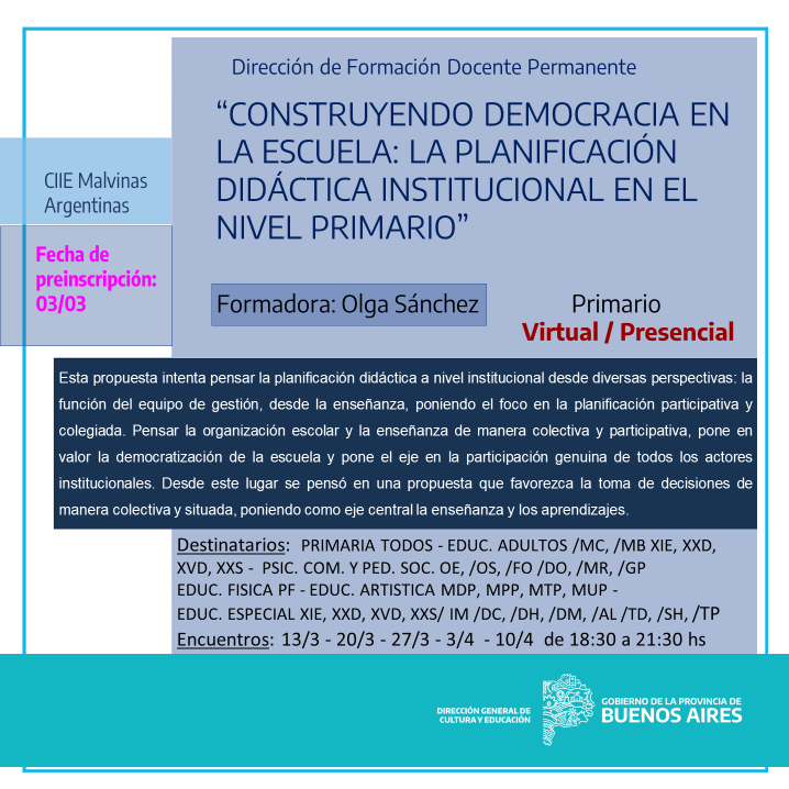 Queridas/os docentes: estas son los talleres (réplicas) fuera de servicio. Compartimos los enlaces para la inscripciòn:
Taller Cs Sociales Nivel Primario: forms.gle/nWyUyYvjTfiVoL…
Taller Generalista Nivel Primario: forms.gle/gZyHy7jSVERKmi…