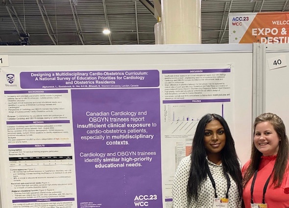 Congratulations to Lotus Alphonsus (MS3!) on her poster at #ACC23 on educational needs of Canadian Cardiology and OBGYN residents relating to #Cardioobstetrics @placentadoc