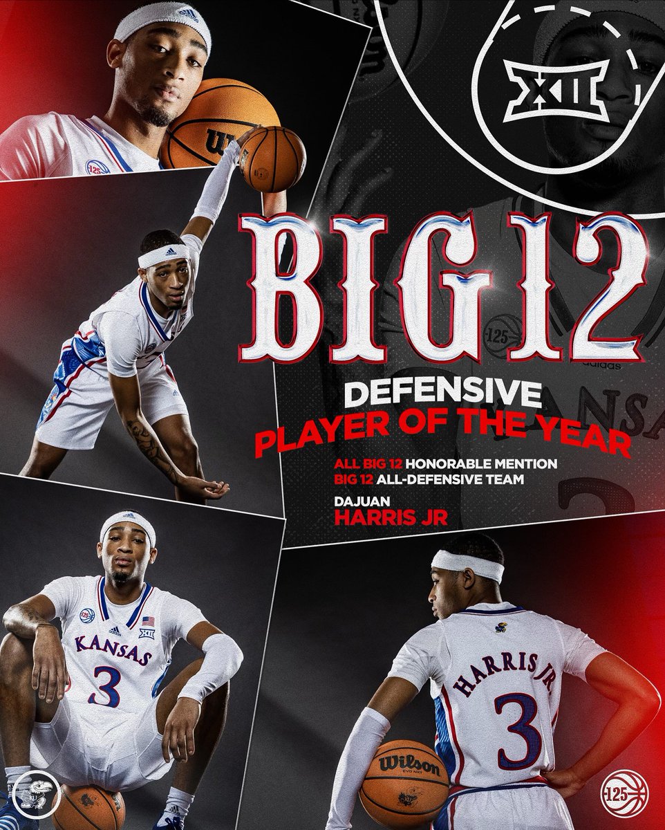 KUHoops's tweet photo. our very own @DajuanH10 earns Big 12 𝗗𝗲𝗳𝗲𝗻𝘀𝗶𝘃𝗲 Player of the Year 💪
along with All-Big 12 Honorable Mention and Big 12 All-Defensive Team. https://t.co/2vqdgzUC7T
