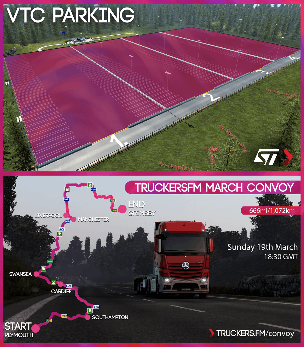 🚨CONVOY ALERT!🚨

We've been working hard to bring our iconic Custom VTC Parking area to the UK! 

Join us on our journey from Plymouth, heading through, Manchester before we reach our final destination in Grimsby!

For more information, check the tweet below!👇