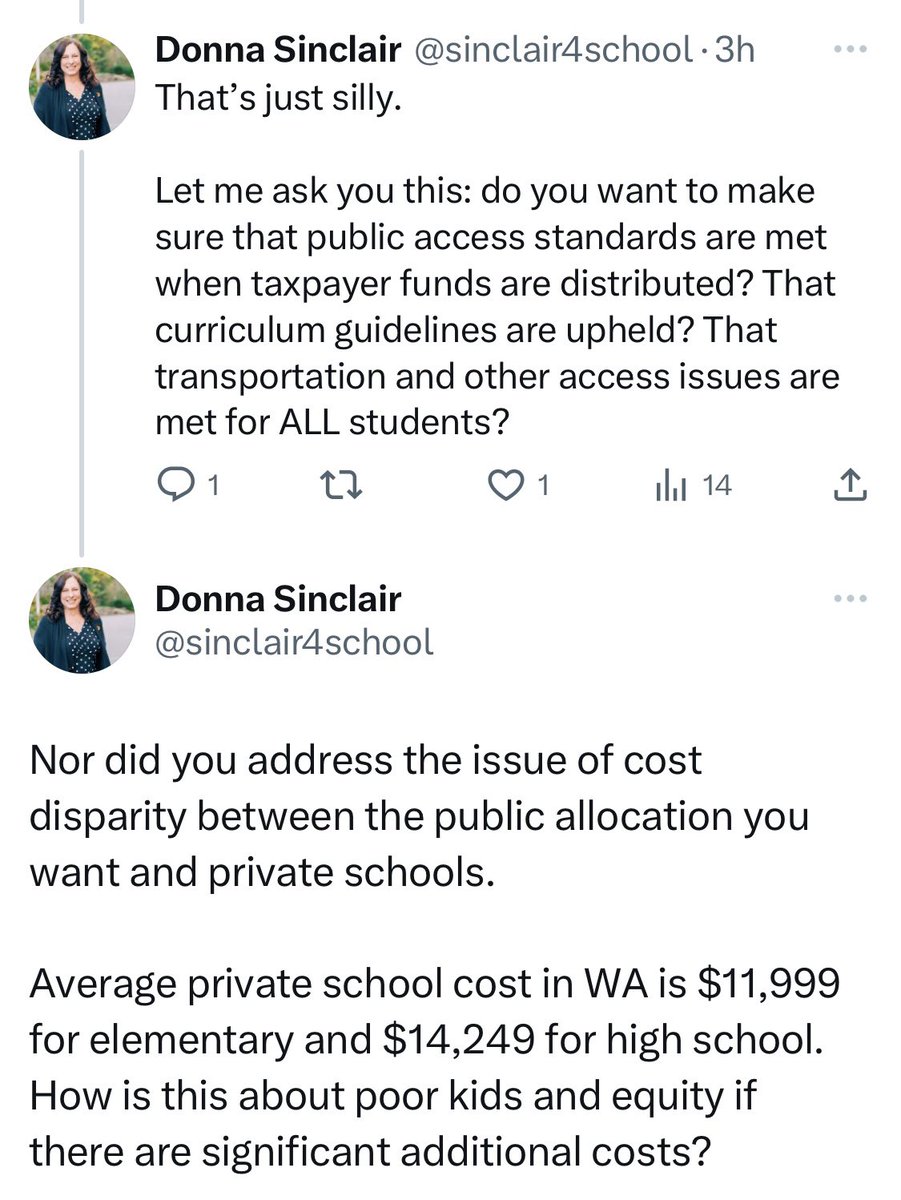 sinclair4school's tweet photo. Here are questions I posed to @livfinne of the Washington Policy Center. Apparently the education analyst does not have the answers. What’s “silly” is her allegation that I want to keep poor kids in bad circumstances. She resorted to insults instead of addressing the issues. https://t.co/cLS57xf4m5