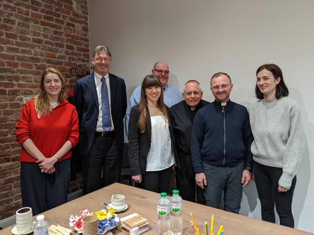 Photo with team at St. Nicholas House of Mercy, Lviv - together with Christian Kostko, Coordinator of Catholic Response for Ukraine Working Group and Bruce Compton - Catholic Health Assn of USA