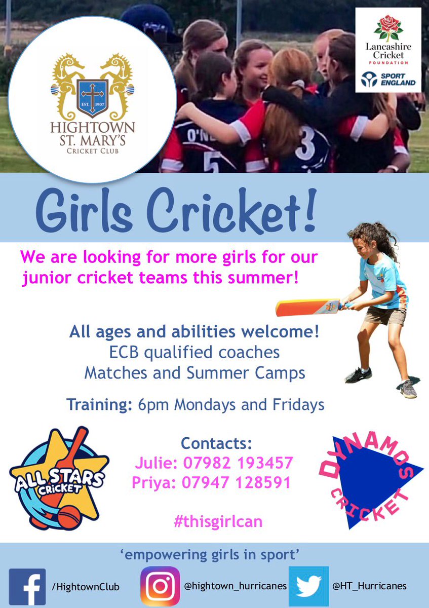 We’re on the lookout for more girls to join our junior teams!

Our girls play <a href="/LancsCricketFDN/">Lancashire Cricket Foundation</a> U15s league &amp; we run training, matches and summer camps for all ages.

Get in touch if you know someone who fancies giving cricket a go, or wants to take their game to the next level🏏