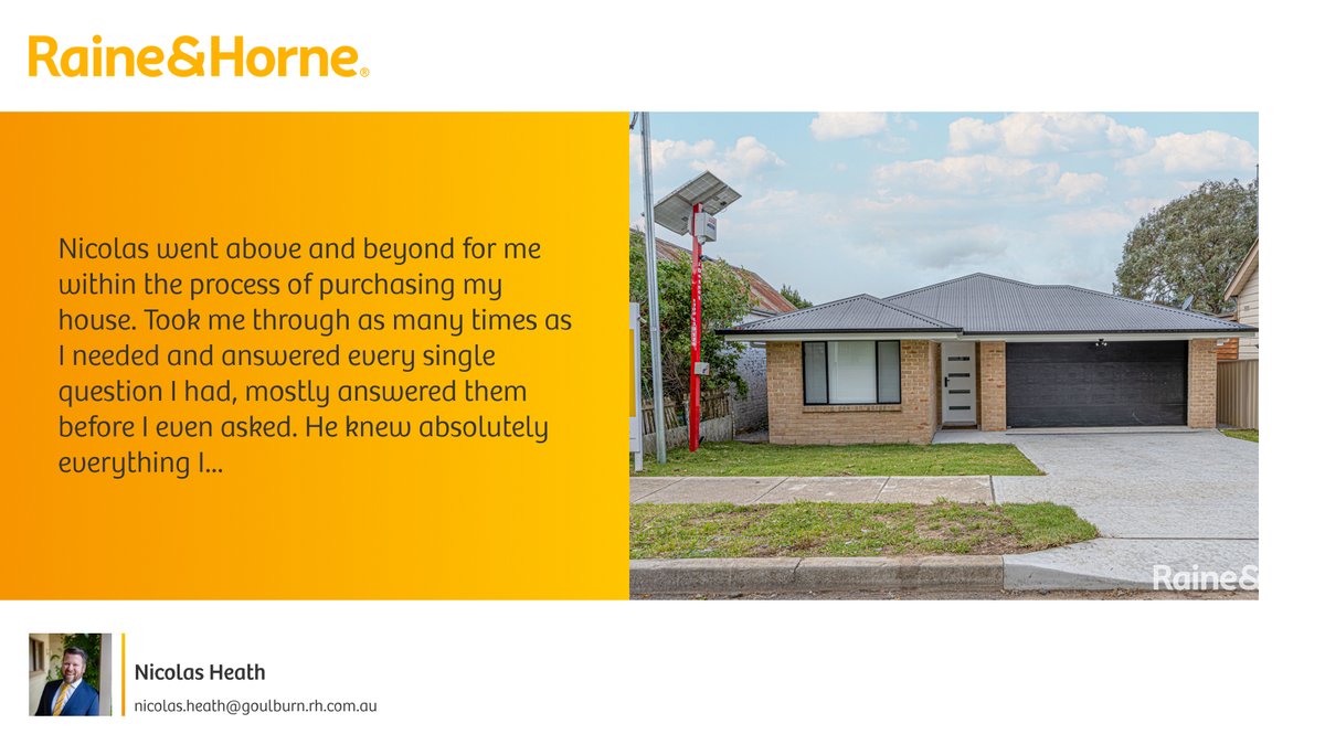 RHGoulburn's tweet photo. Our agent’s latest RateMyAgent review in Goulburn

https://t.co/6fgCaJgHjU

...
#ratemyagent #realestate #Raine_and_Horne__GOULBURN https://t.co/pwtgCy8KTc
