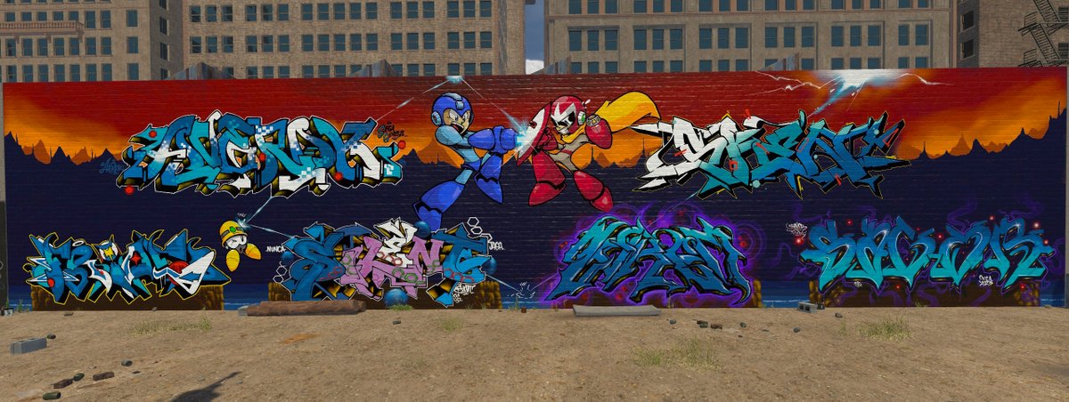 Mega Man Boyz wall done in Virtual Reality. These productions are getting crazy. 
.
.
#Graffiti #Kingspray #VR #Quest2 #Megaman #Snes #SteamVR