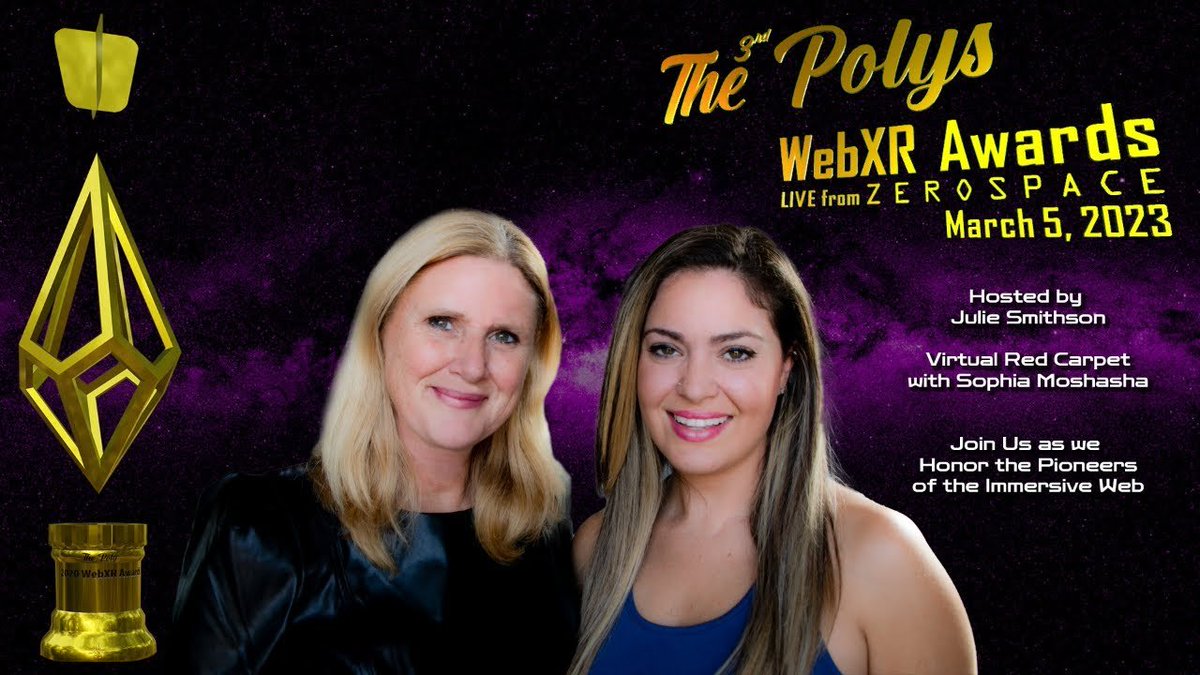 kentbye's tweet photo. The Polys @webxrawards awards show livestream has started with their red carpet preview:
https://t.co/gyycyqagA0 

They've rounded up the best #WebXR experiences over the course of the year that you can find here: https://t.co/xAELfegnVz
(I recommend navigating on Quest browser): https://t.co/t8yN7zCyOv