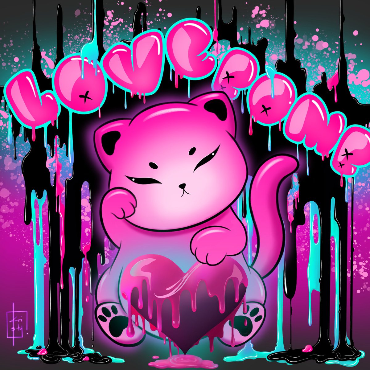 fluffriot's tweet image. Love Bomb Maneki Neko on my @objktcom Tezos Collection!! #NFT #nftart #tezos #tezosart #tezosnft