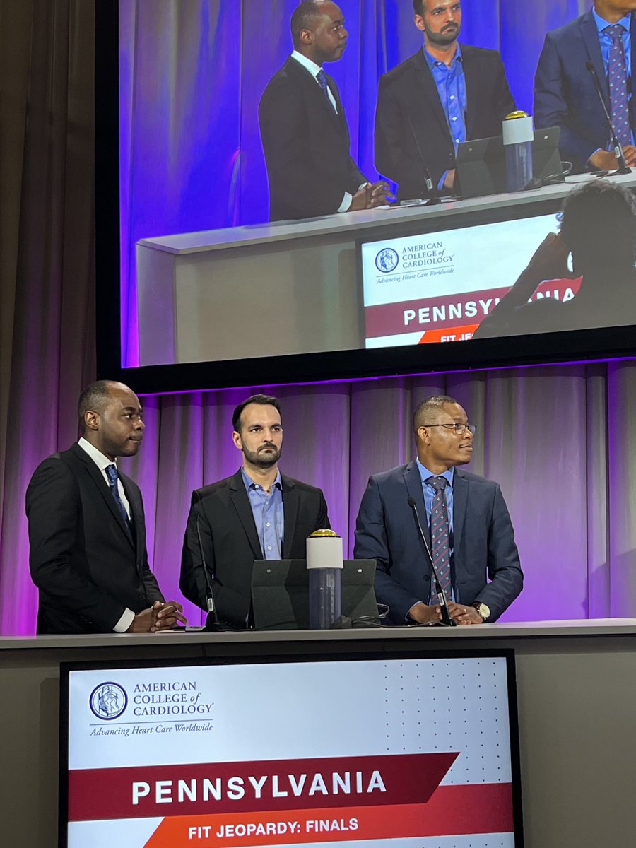 The outstanding ⁦<a href="/PaChapterACC/">PA Chapter, ACC</a>⁩ team - from Reading Hospital - is in the ⁦<a href="/ACCinTouch/">American College of Cardiology</a>⁩ #ACC.23 FIT Jeopardy Finals! ⁦<a href="/Cardiology/">ACC Advocacy</a>⁩ ⁦<a href="/PAMEDSociety/">PA Medical Society</a>⁩