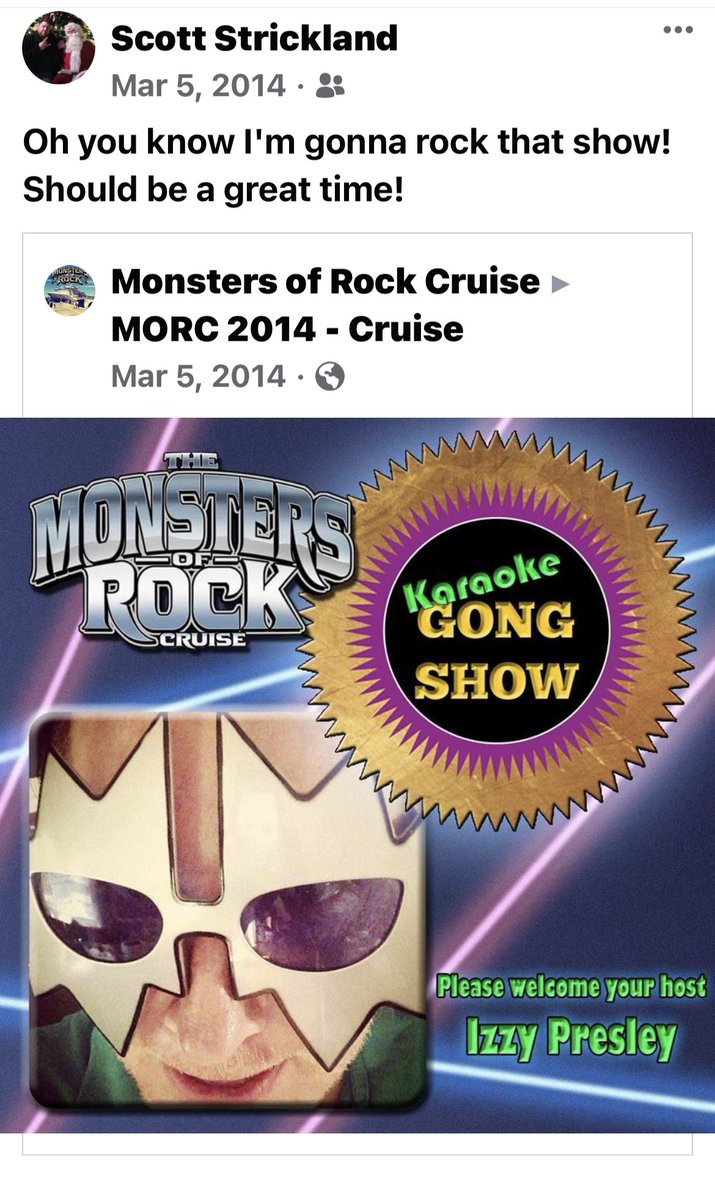 BigBear1973's tweet photo. I got this reminder from 2014, two weeks before my first @MonstersCruise I truly didn’t know I what was going to happen! The cruise was one of the greatest trips of my life! And that #Megahost @realizzypresley went on to be like a brother to me ❤️🤘🏻 https://t.co/NRpn2dBslJ