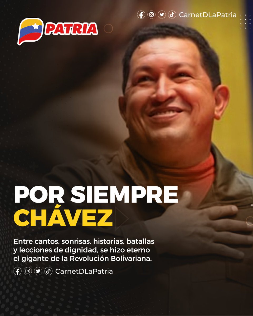 Entre cantos, sonrisas, historias, batallas y lecciones de dignidad, se hizo eterno el gigante de la Revolución Bolivariana.
¡Por siempre Chávez!

#YoSoyChávez #5Mar