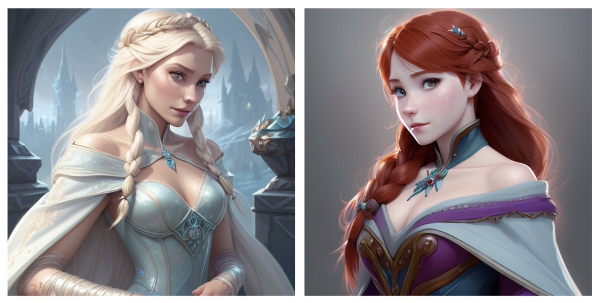GuglielmoIozzia's tweet image. Having fun with my little daughters over the weekend re-inventing Frozen&apos;s Elsa and Anna.
#stablediffusion #DiffusionBee