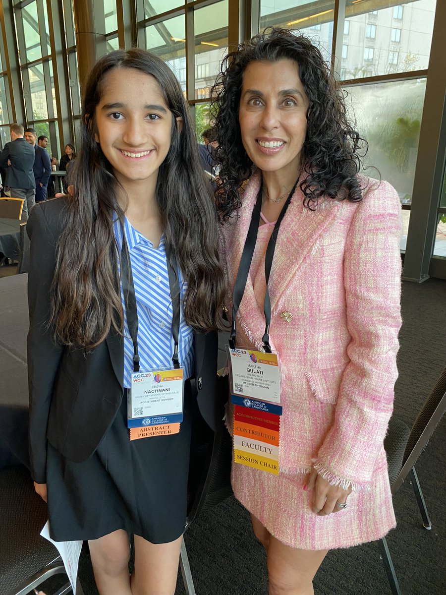 Remember her name: Eesha Nachnani is the high school kid who presented in 2022 and 2023 at @ACCinTouch and going to be a cardiologist! #ACC23 #WCCardio #accwic @WomenAs1 @Drroxmehran
