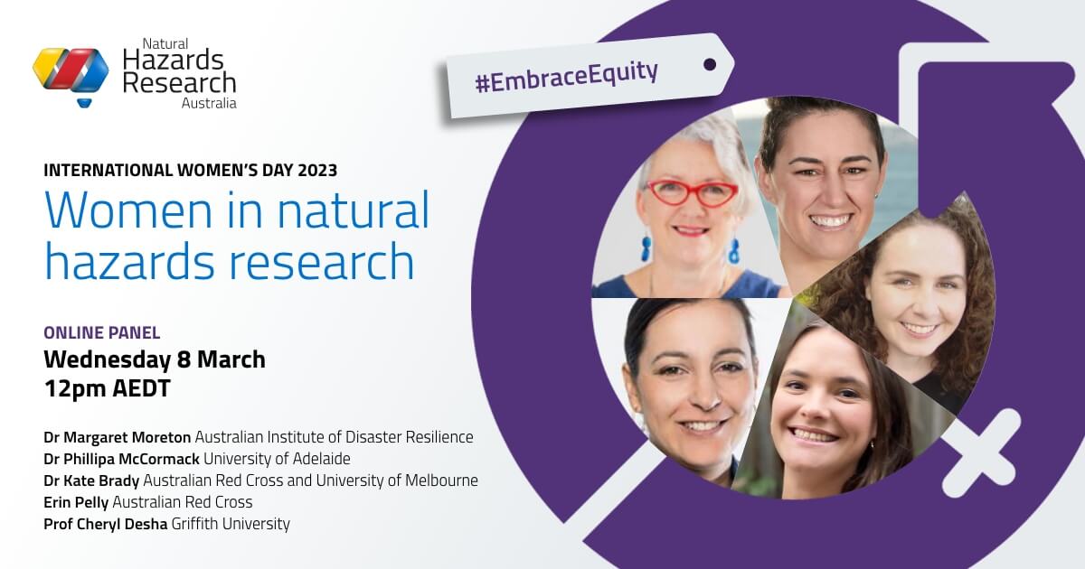 We're hosting 3 webinars this week and there's still time to register! naturalhazards.com.au/events

BLACK SUMMER:
Culture, people + recovery: 12:30pm, Tues 7
Bushfire prediction + behaviour: 12:30pm, Thurs 9

INTERNATIONAL WOMEN'S DAY:
Women in natural hazard research: 12pm, Wed 8