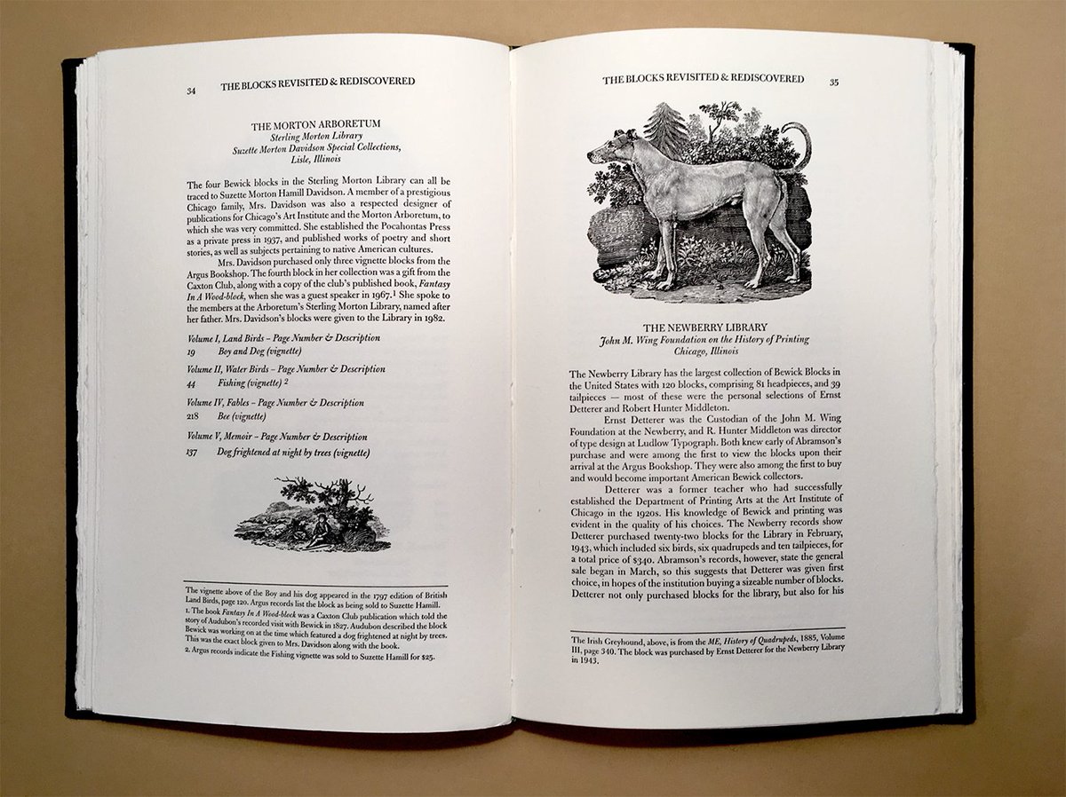 The Blocks Revisited &amp; Rediscovered (Evanston: Hesterberg Press, 2008) tells the story of the blocks made by Thomas Bewick and their journey to Chicago in 1942. Documents all known collections in 2008 with color photographs of Bewick and his toolbox. ow.ly/VHvK50N9bqi