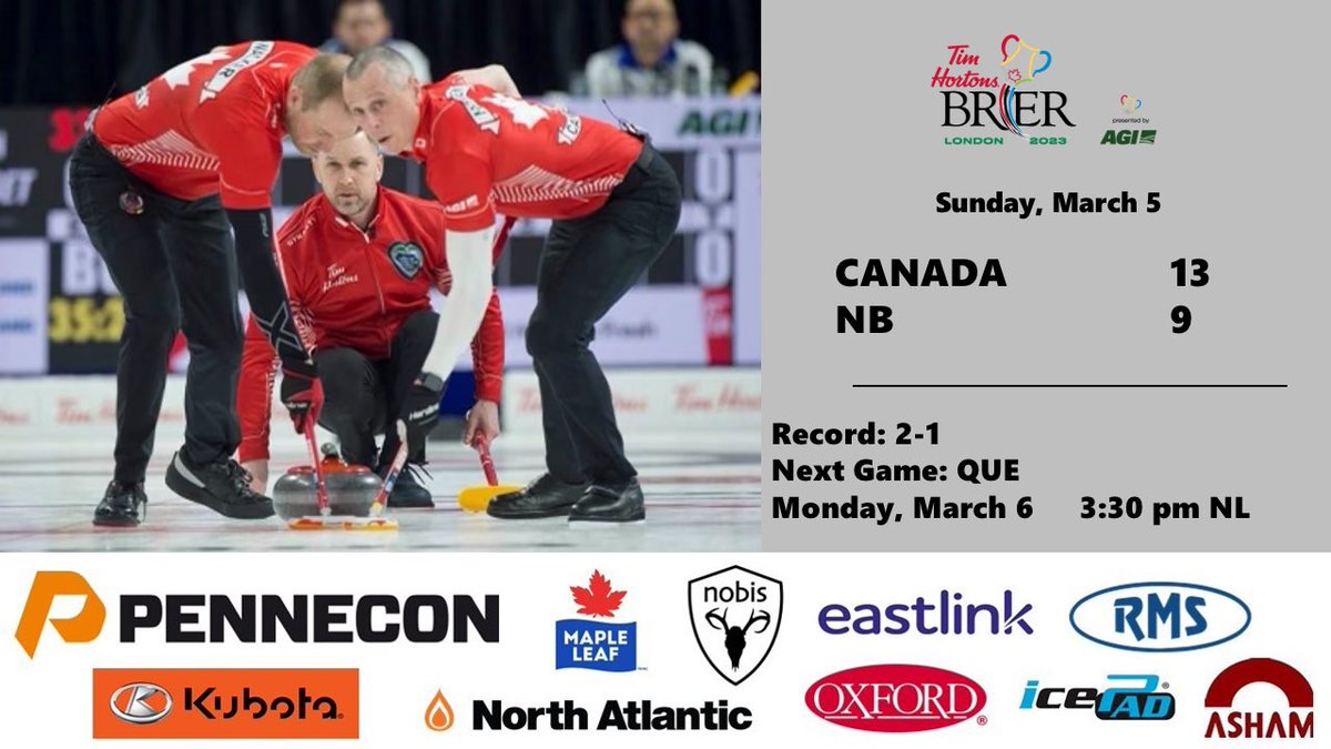 Good to be back in the win column! Next game tomorrow afternoon vs Team Quebec! #Brier2023