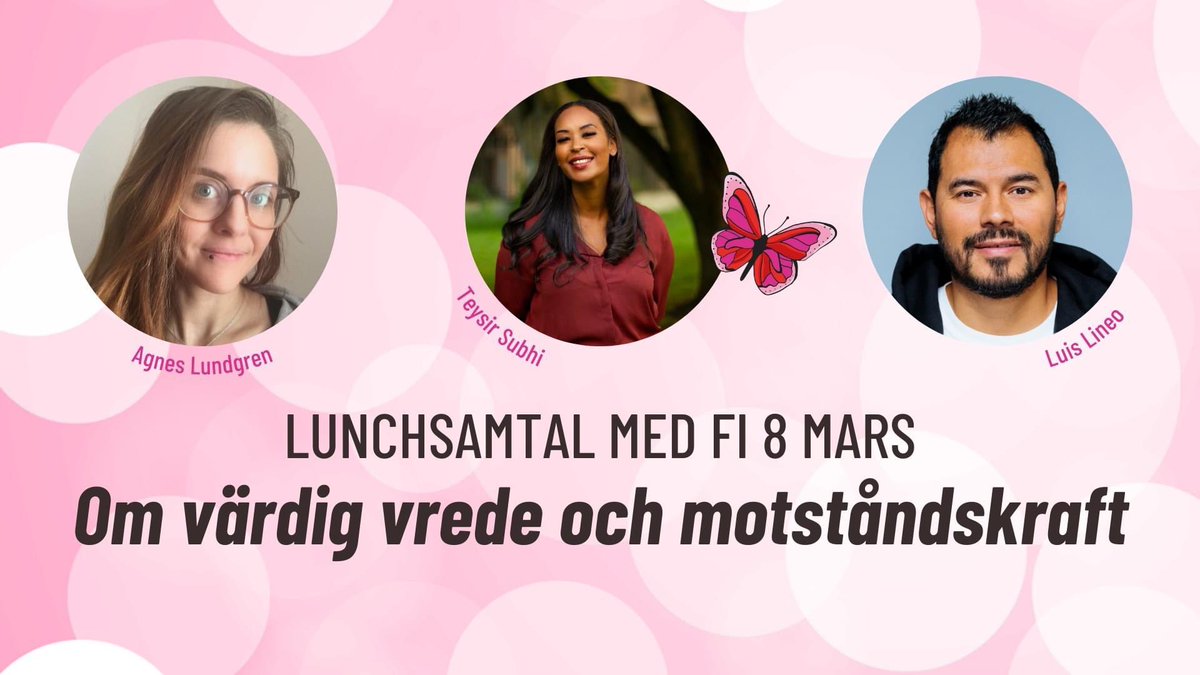På onsdag #8mars2023 💗⚡️💗⚡️ facebook.com/events/s/lunch… Avgående partiledare <a href="/TeysirSubhi/">Teysir Subhi</a> i samtal men de av valberedningen föreslagna nya Agnes Lundgren och <a href="/lucholineo/">Luis Lineo</a>