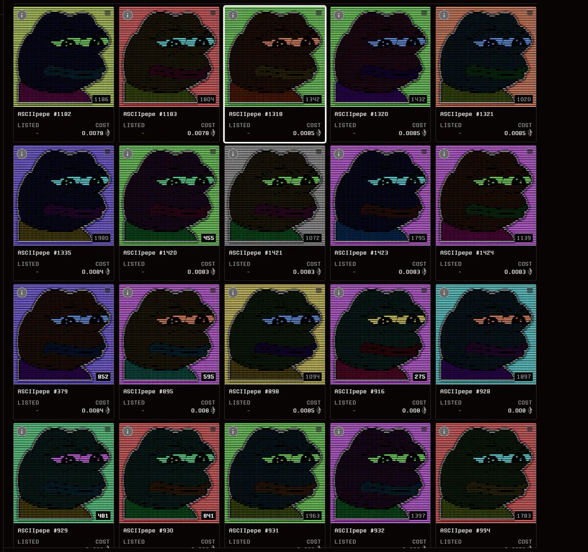 wizardofsoho's tweet photo. Bought into the new Ascii meta with pepes and Owls. Always bullish on memes :) https://t.co/QKlS1m34hs