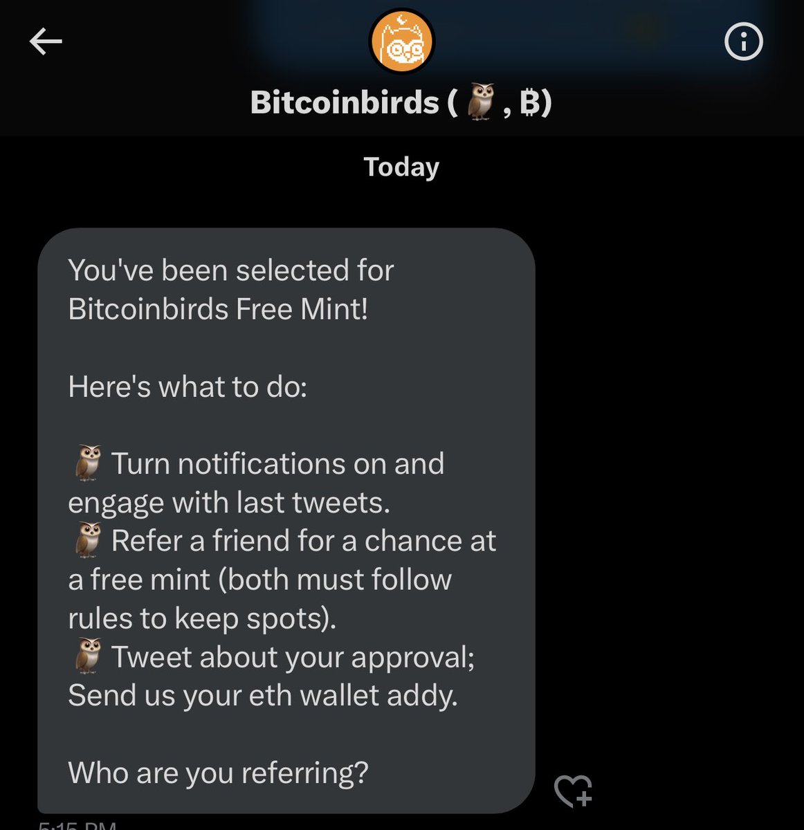 I was waiting for approval thanks @bitcoinbirds_