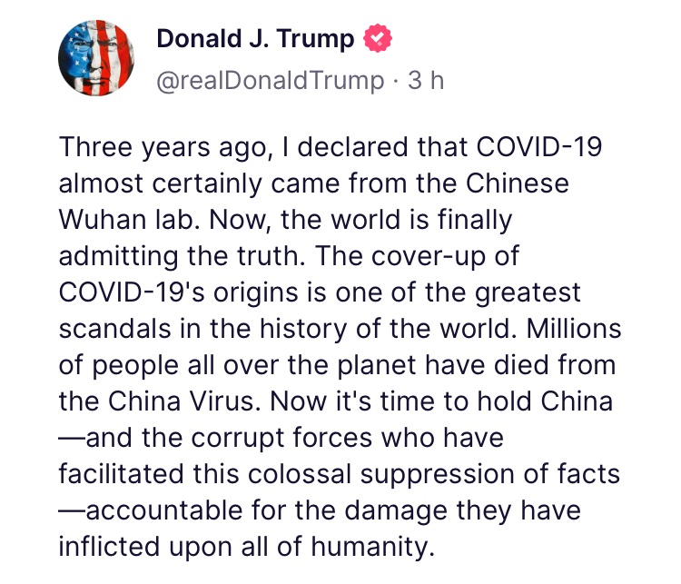 itspatsworld's tweet photo. President Trump nailed it!  💯🎯

Trump was the Best President Ever.

#Vaccine #TrumpWasRightAboutEverything #WuhanLabLeak #CovidVaccines #Lockdowns https://t.co/kxB22WdxV2
