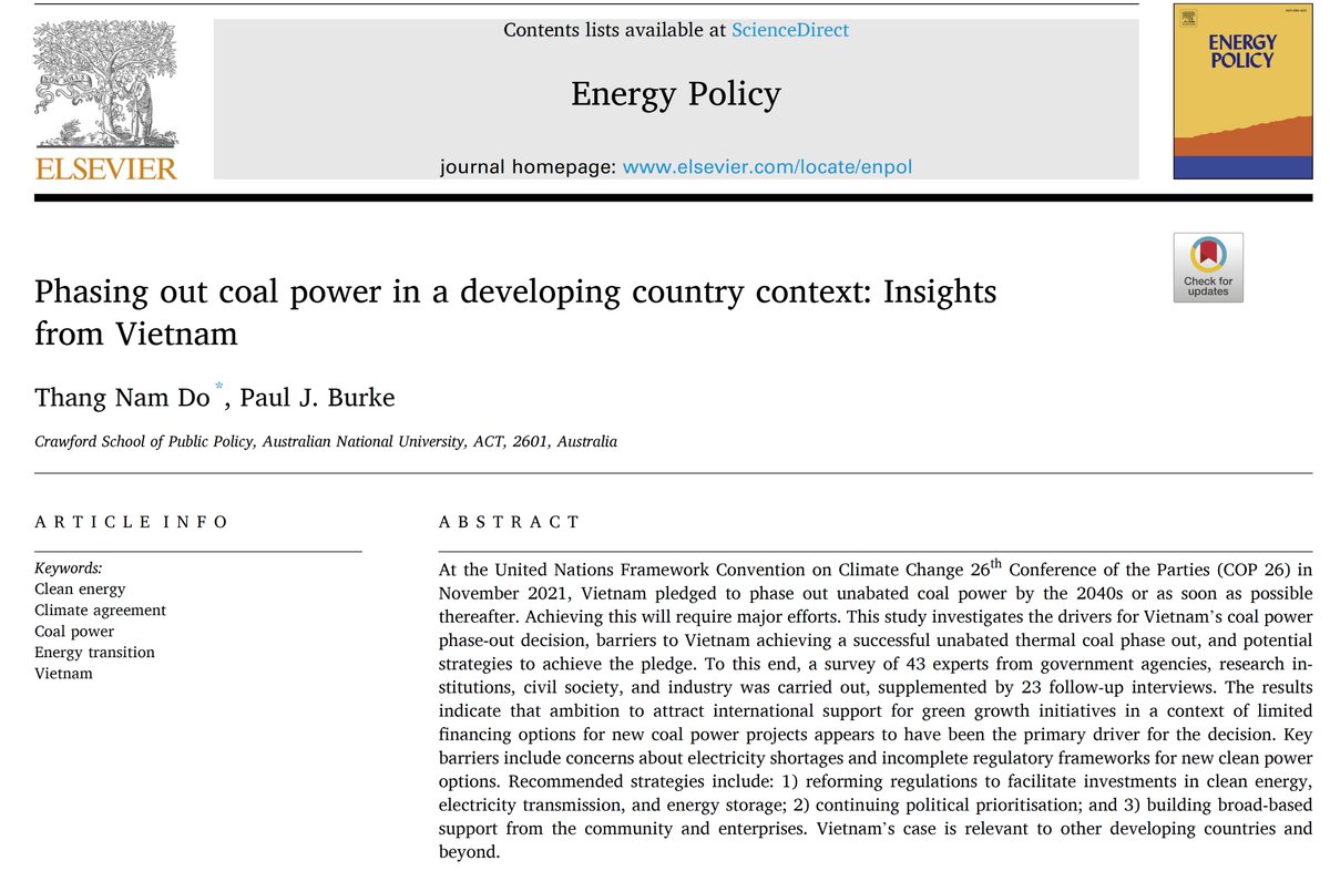 ICYMI, our new paper on potential strategies for Vietnam to move its power sector away from unabated thermal coal

sciencedirect.com/science/articl…

With @donamthang09

@ANU_ICEDS @ANUCrawford