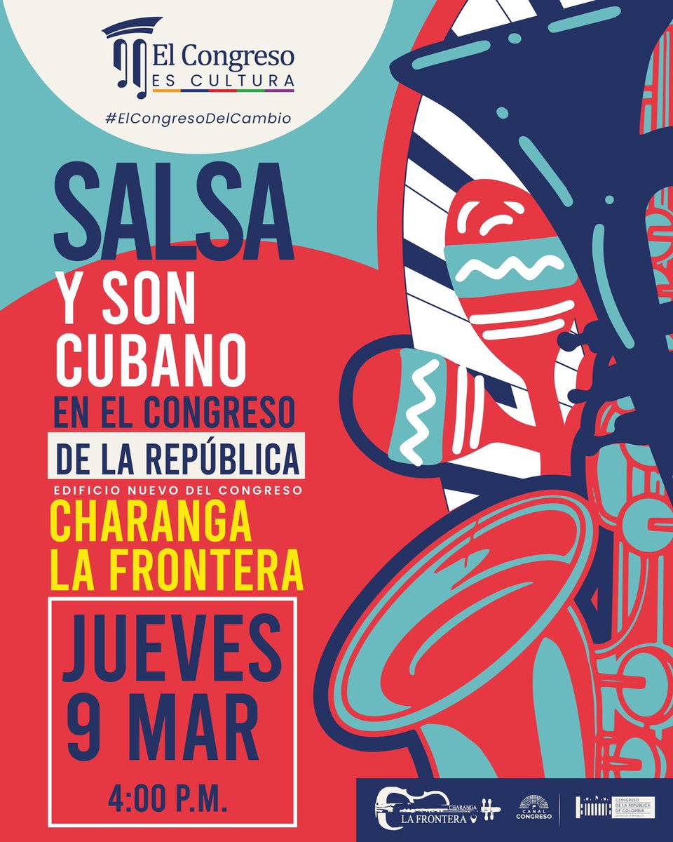 La salsa y el son cubano se toman el Congreso de la República!

Todos los jueves a las 4;00 pm #ElCongresoEsCultura

Entrada libre, previa inscripción (Cupos limitados)
canalcongreso.gov.co/participa-2/