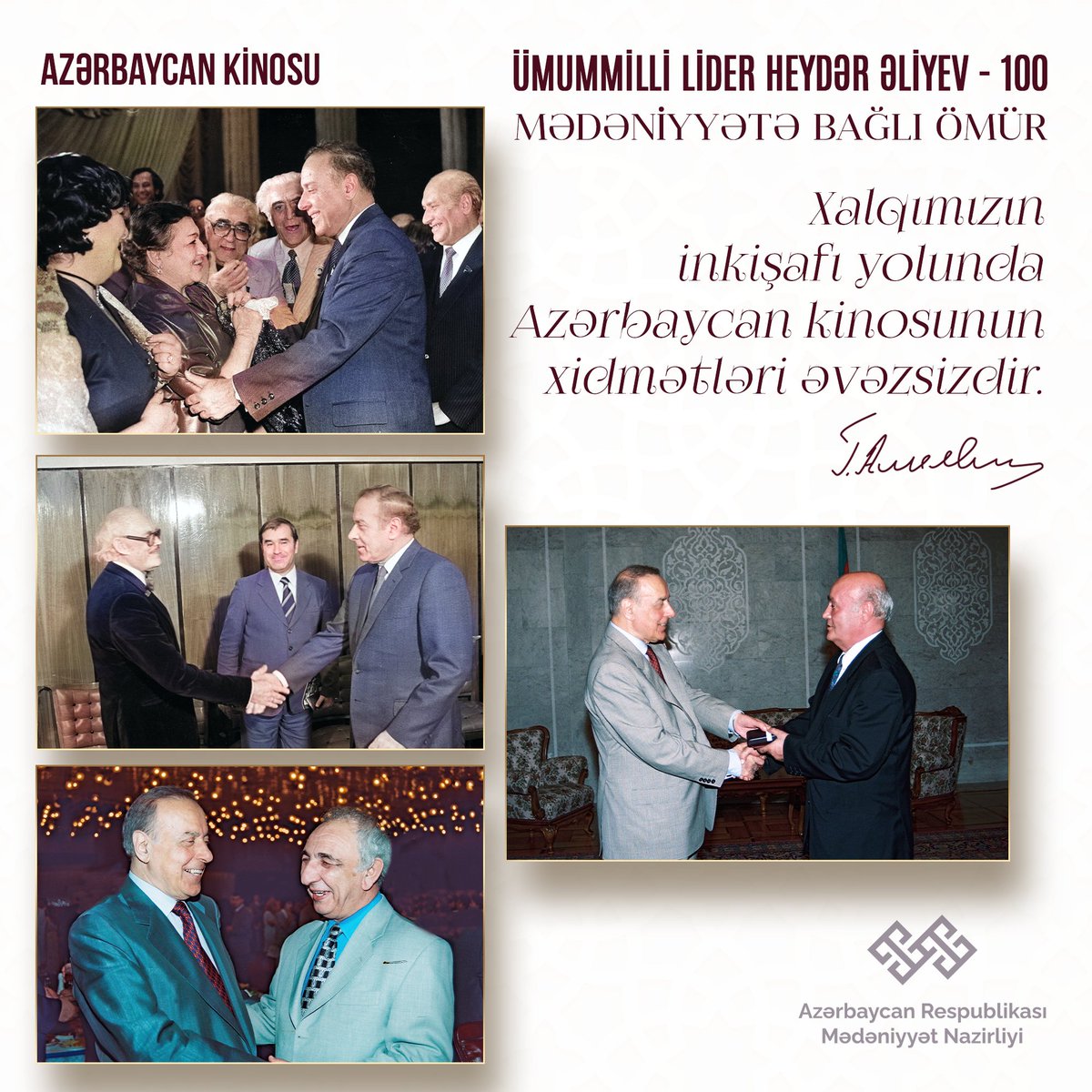 culture_gov_az's tweet photo. Mədəniyyət Nazirliyinin “Heydər Əliyev ili” çərçivəsində həyata keçirdiyi “Mədəniyyətə bağlı ömür” layihəsi

#Azərbaycan #HeydarAliyev100 #HeydərƏliyev100 #UluÖndər #ÜmummilliLider #HeydərƏliyev #HeydərƏliyevİli #MədəniyyətəBağlıÖmür #mədəniyyət #layihə https://t.co/p5qWyd9BQx