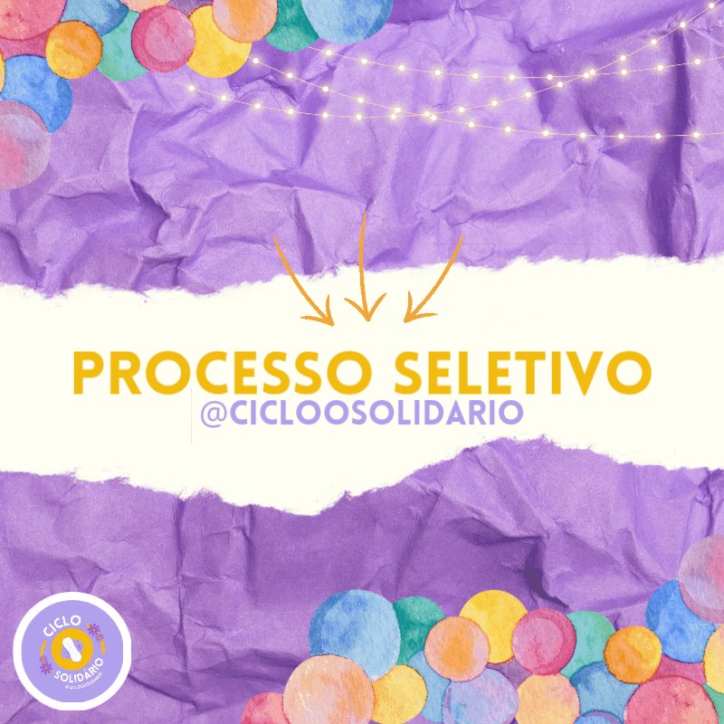 cicloosolidario's tweet photo. Olá ciclistas!🥰

❓Já estão sabendo que o processo seletivo para ingressar no ciclo está aberto?

🫂O ciclo promove diversas ações e faz a distribuição mensal de absorventes, e esse trabalho só é possível em equipe.

O trabalho voluntário é a base para o funcionamento do ciclo. https://t.co/qyvIdhMsYf
